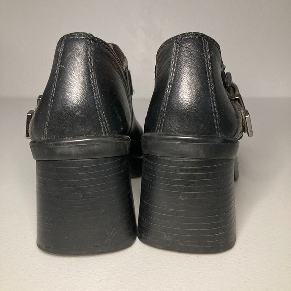 Vtg Harley Davidson Ankle Boot Womens Size 6 Booties Chunky Platform Buckle Y2K - Picture 6 of 10